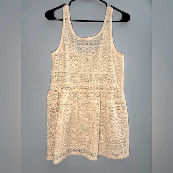 Kirra Ivory Lace Tank Top Bathing Suit Coverup Sheer Cottagecore Romantic Size S - Picture 5 of 5